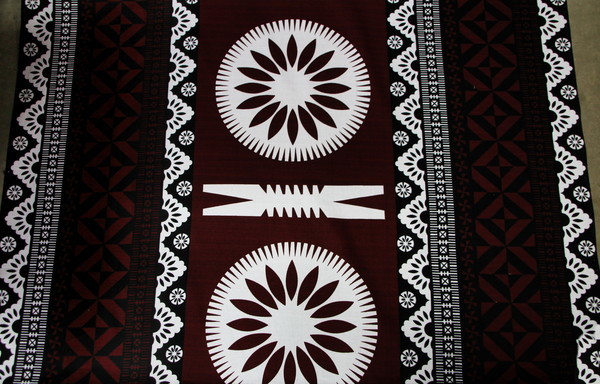 Rich Chocolate & White Fijian Design Printed Dobby