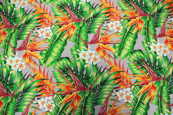 Fawn Tropical Palms Printed Cotton