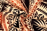 Samoan Inspired Creamy Beige, Brown & Orange Printed Pasifika Dobby