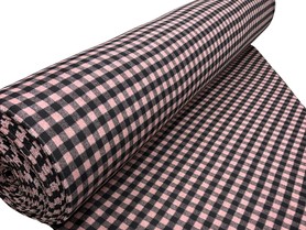 Dusky Pink & Black Check Brushed Wool