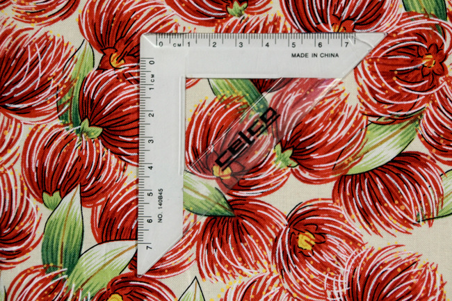 Pohutukawa on Pale Beige Kiwiana Cotton