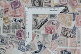 Muted Vintage Stamps Printed Cotton