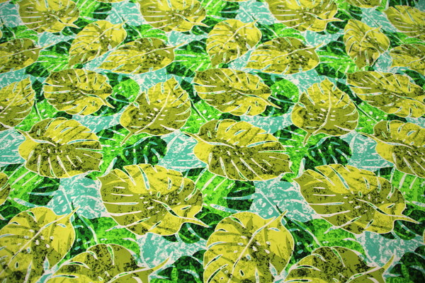 Green Tones Batik-Style Palm Leave Cotton