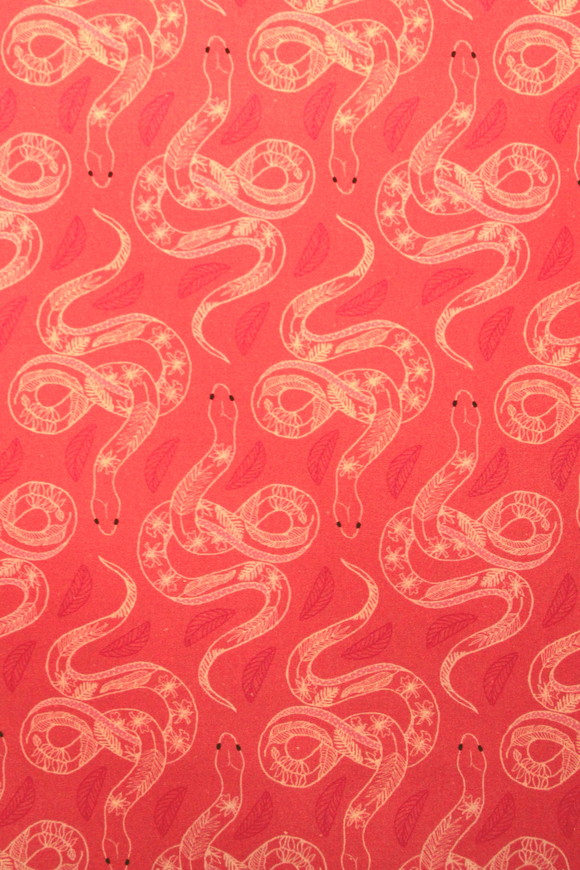 Floral Snakes on Bright Pink Printed Cotton