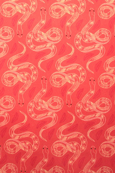 Floral Snakes on Bright Pink Printed Cotton