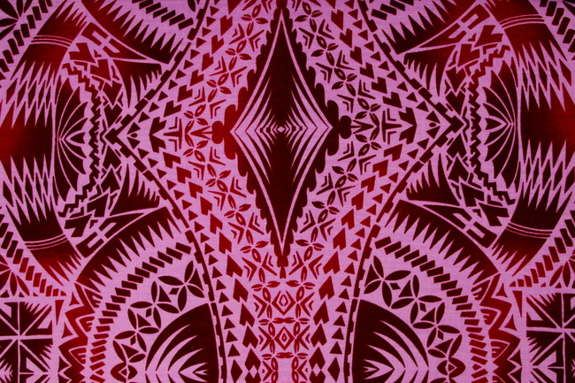Samoan Inspired Mauve & Deep Red Printed Pasifika Dobby
