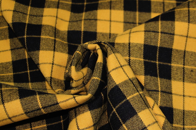 Mustard & Black Brushed Cotton Check
