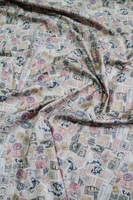 Muted Vintage Stamps Printed Cotton