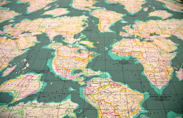 Green Toned Map of the World Canvas New Image