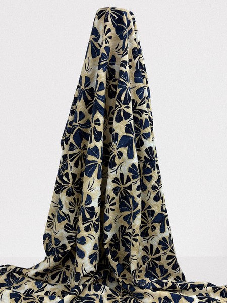 Floral in Blues Printed Bamboo Cotton Blend