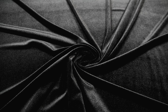Stretch velour - Black - Sold by the 1/4 meter