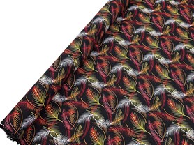 * SPECIAL * Fronds of White, Yellow & Reds on Black Rayon