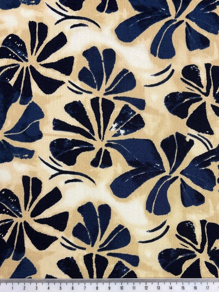 Floral in Blues Printed Bamboo Cotton Blend
