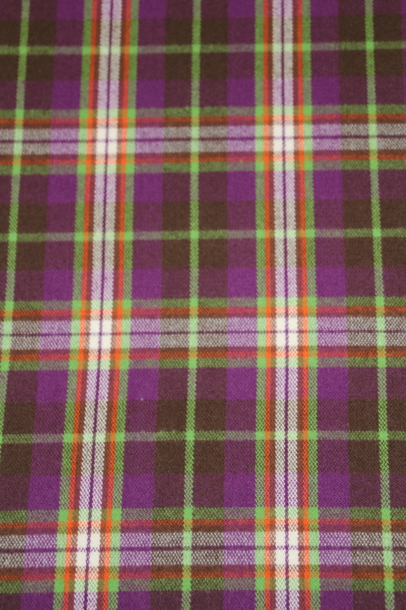 Purple, Lime & Orange Brushed Cotton Check