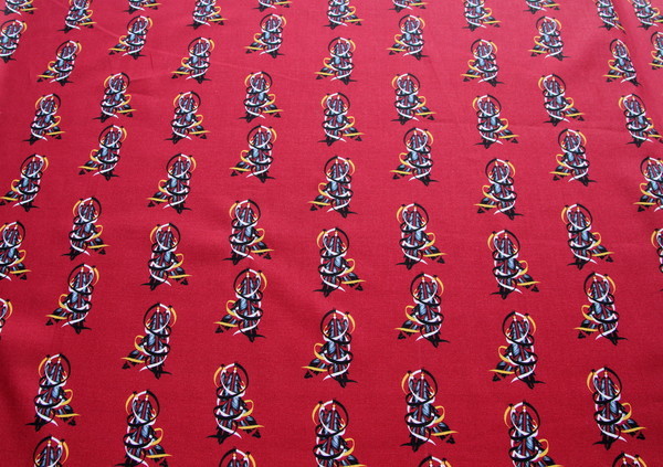 Feathers on Wine Printed Cotton