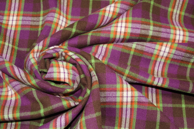 Purple, Lime & Orange Brushed Cotton Check