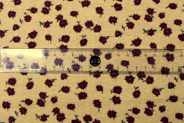 REDUCED! TINY FLOWER PRINT ON SOFT LEMON BRUSHED LINEN BLEND - 5 Metres for $35