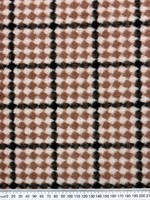 Pinky Brown, Cream & Black Diamond Check Brushed Wool