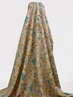 Retro Moths & Hedgerow Flowers on Pale Apricot Printed Cotton