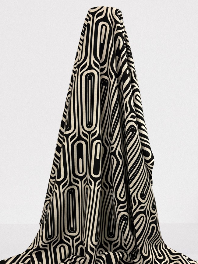 Tulip Black & White Striped Printed Bamboo Cotton Blend