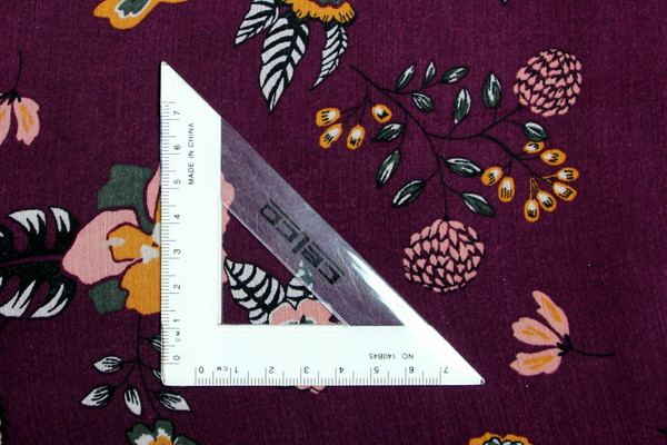 Mustard & Pink Floral on Burgundy Chiffon