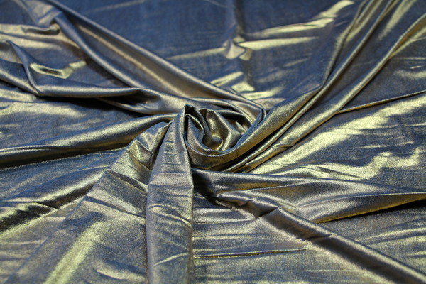Foiled Lycra - Gold Foil on Blue Grey Lycra