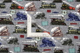 All Aboard To The Trains Premium Printed Cotton