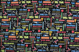 Construction Crew Words Printed Cotton