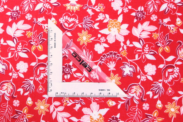Floral Burst on Spanish Red Printed Rayon with Crepe Finish