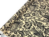 Parrots in Black on Butterscotch Digital Printed Viscose
