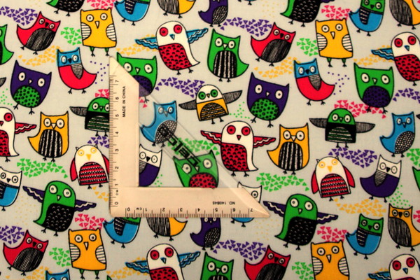 Funky Owls on Palest Blue Printed Cotton