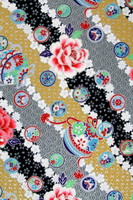 Multi Diagonal Floral with Metallic Silver on Japanese Premium Printed Cotton