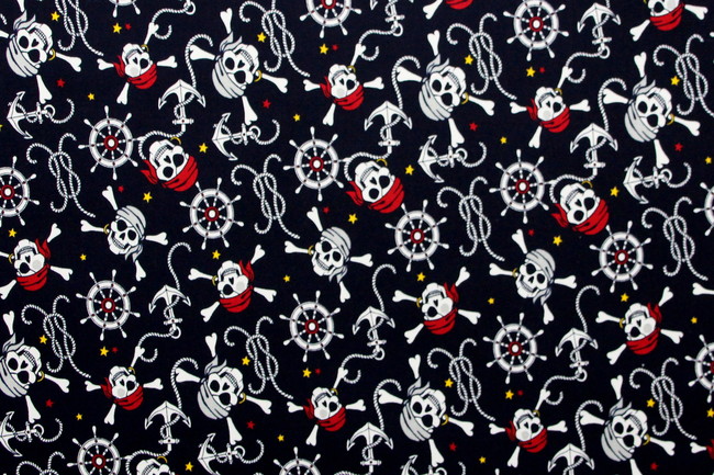 Pirates on Navy Printed Stretch Drill