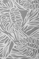 White Palms Outline on Pale Grey Mid-Weight Rayon