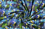 Kingfishers on Navy Premium Printed Kiwiana Cotton