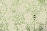Sketched Lime Green Flowers on Ivory Printed Cotton