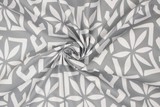 Classic White Island Design on Pale Grey Mid-Weight Rayon