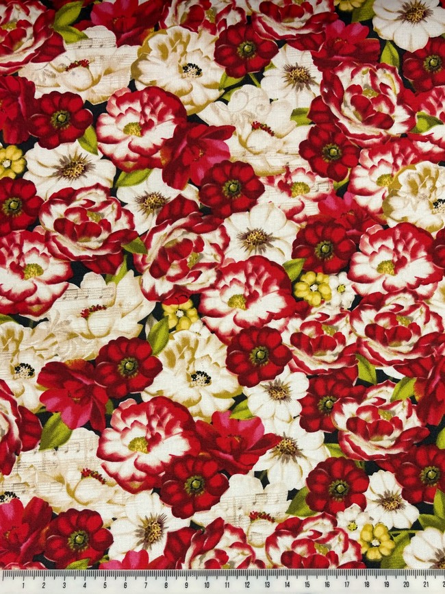 Red & White Floral Printed Cotton