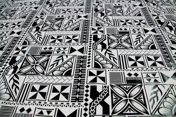 White & Black Foiled Tribal Design Stretch Knit