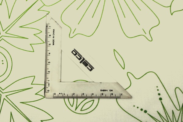 Sketched Lime Green Flowers on Ivory Printed Cotton