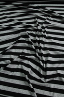 Black & Grey Marle Striped Cotton Lycra