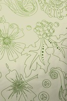 Sketched Lime Green Flowers on Ivory Printed Cotton
