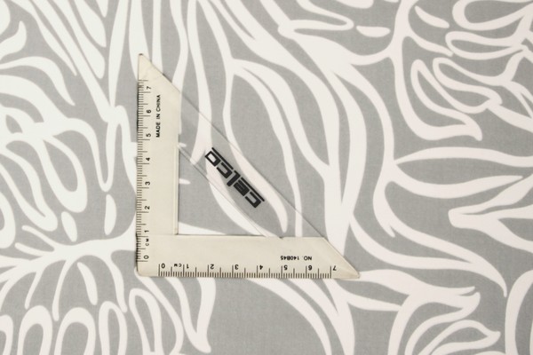 White Palms Outline on Pale Grey Mid-Weight Rayon