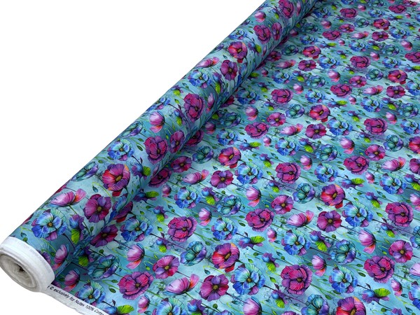 Poppies in Nightshade Tones Premium Cotton