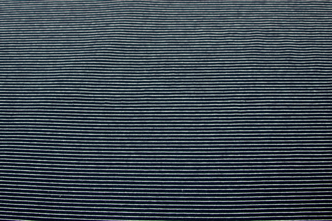 Navy & White Pinstriped Cotton Lycra Knit