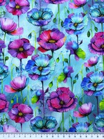 Poppies in Nightshade Tones Premium Cotton