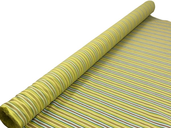 Greens & Multi Autumn Tones Striped "Ticking" Style 100% Cotton
