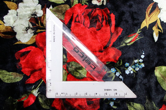 Red Rose Printed Stretch Velvet