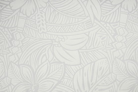 Large Hibiscus with Island Design White on White Sturdy Stretch Knit