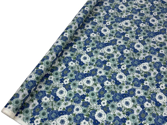 Blues & Greens Floral Printed Cotton